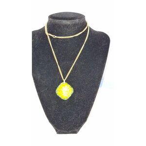 A Vintage 70's Glass Palm Tree Pendant Necklace Aurora Borealis Finish Germany